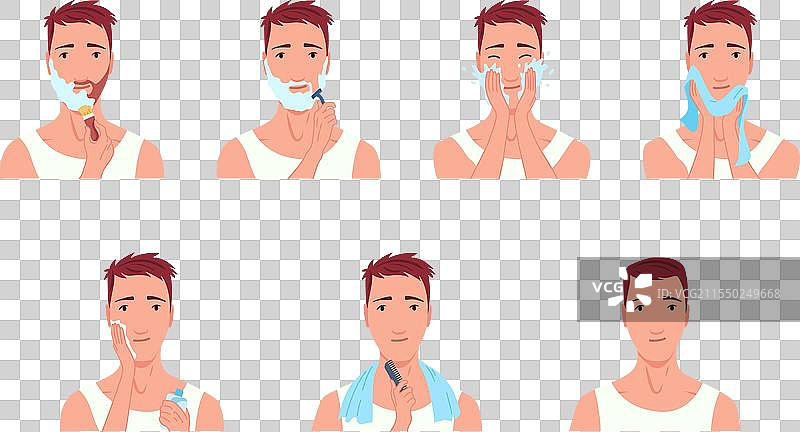 男性角色在修剪胡须图片素材