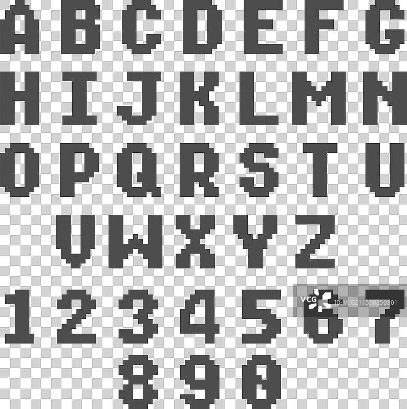 复古像素字母数字8位游戏字体图片素材
