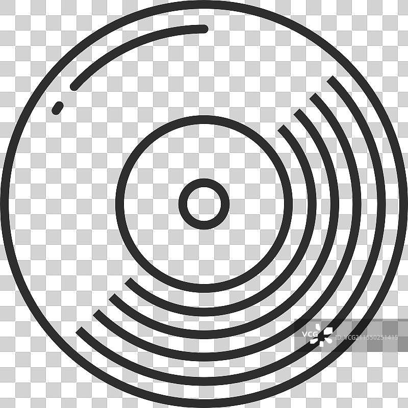 复古音乐符号的黑胶唱片线条图标图片素材