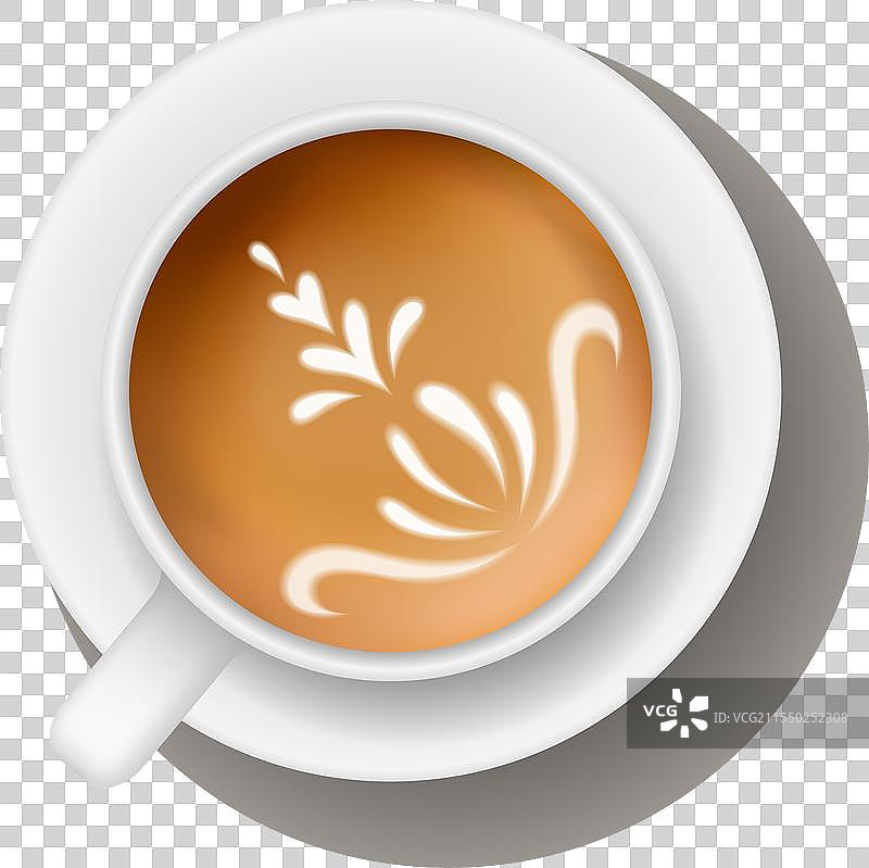 咖啡杯俯视图，卡布奇诺，浓缩咖啡，拿铁图片素材