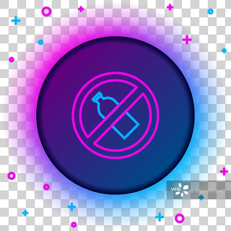 发光的霓虹线条无塑料瓶图标图片素材