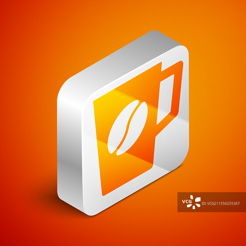 等距咖啡杯图标，背景为橙色图片素材