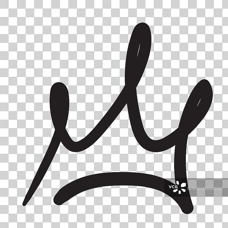 黑色王冠涂鸦元素孤立在白色背景上图片素材