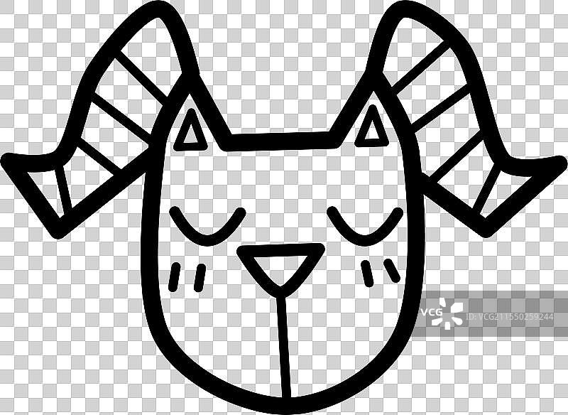 十二星座-白羊座手绘描线卡通元素图片素材