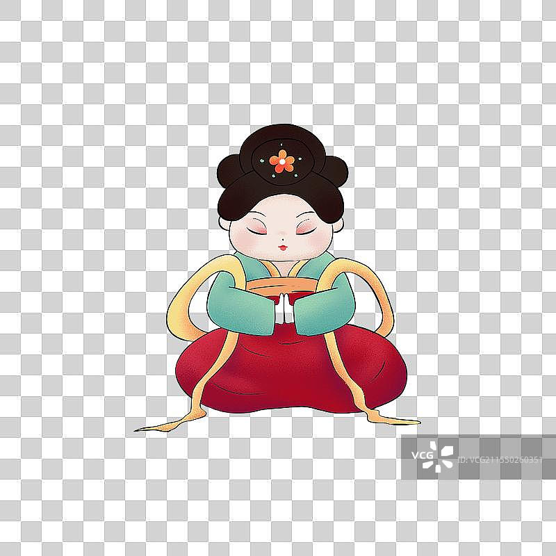 古风女免抠汉服跳舞卡通女生可爱图片素材