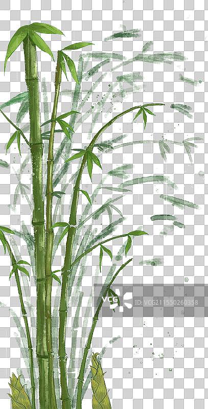 古风竹子免抠水墨绿竹元素图片素材