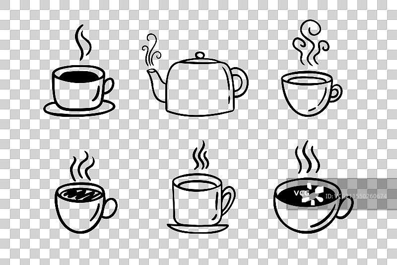 手绘热饮系列涂鸦咖啡杯图片素材