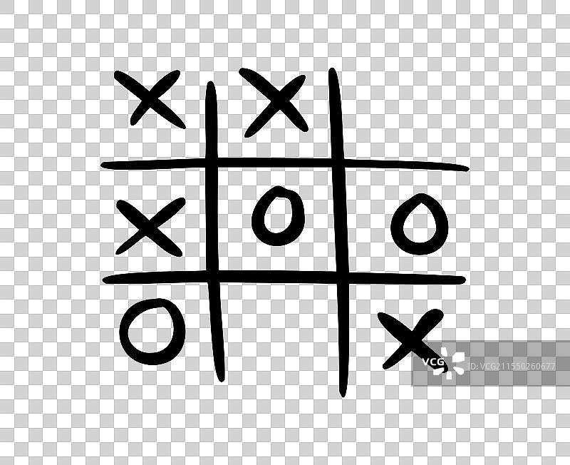 手绘井字游戏涂鸦，X-O儿童版图片素材