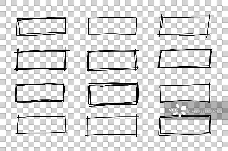 手绘涂鸦矩形框，粗糙风格图片素材