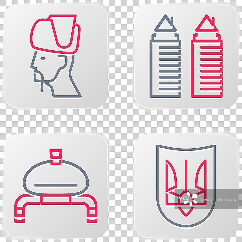 乌克兰三叉戟面包和盐的两件套图片素材