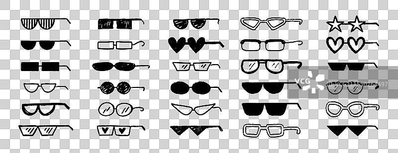 流氓眼镜 酷炫眼镜 涂鸦 风格 黑色图片素材