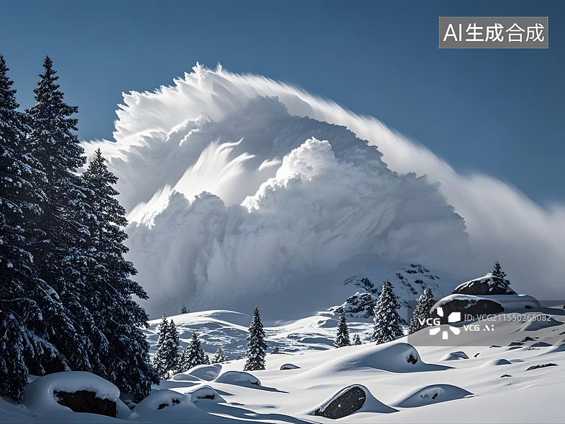 【AI数字艺术】雪崩图片素材
