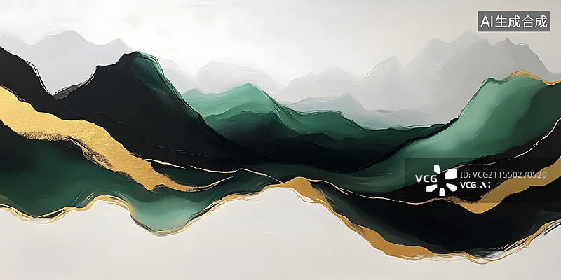 【AI数字艺术】三维国风山脉流体商务背景图片素材