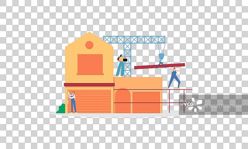 建筑工地上的房屋建造过程图片素材