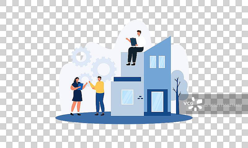 建筑工地上的房屋建造过程图片素材