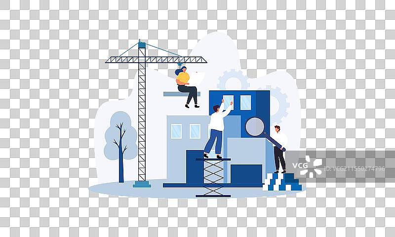 建筑工地上的房屋建造过程图片素材