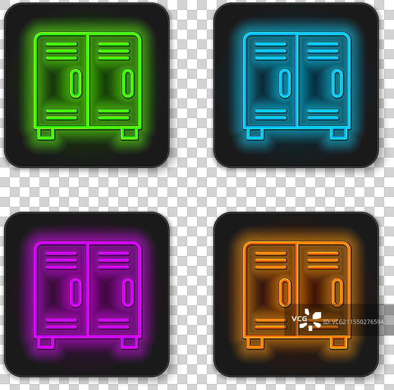 发光的霓虹线更衣室或储物柜图片素材