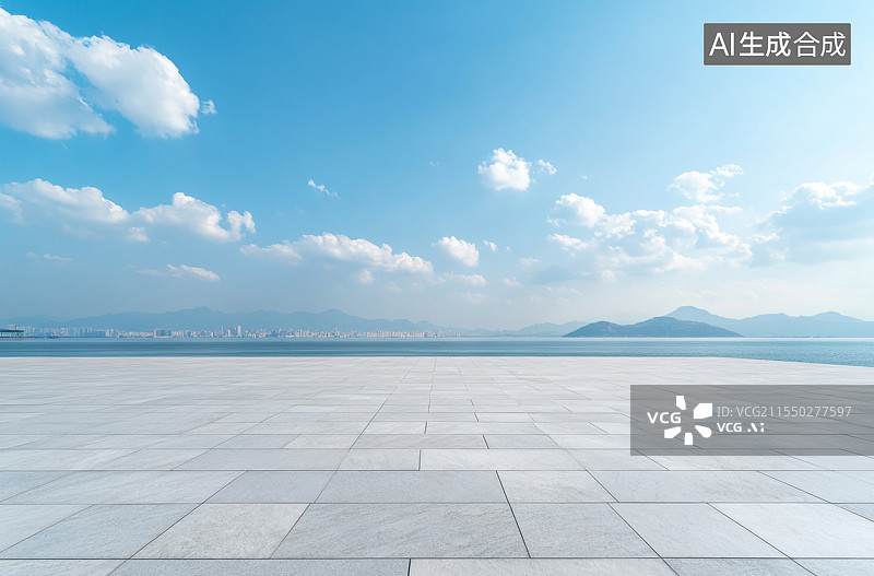 【AI数字艺术】海边现代混凝土建筑图片素材