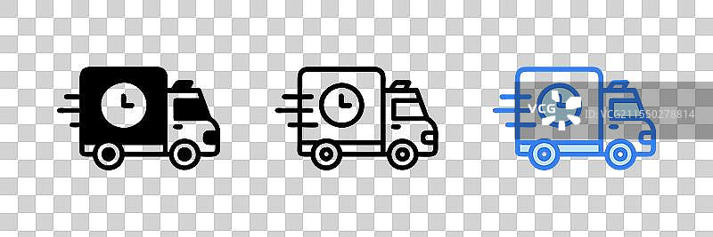 快速送货卡车与时钟图标图片素材