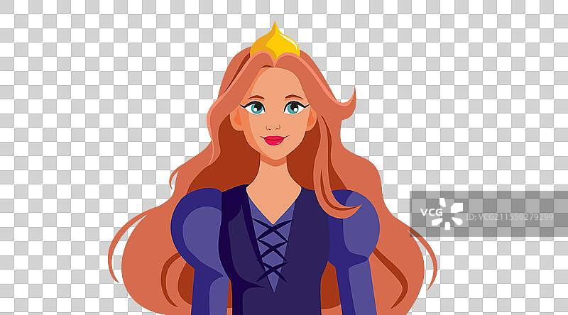 美丽女王的肖像，头戴金色王冠图片素材