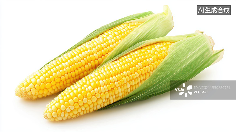 【AI数字艺术】白色背景上的新鲜玉米图片素材