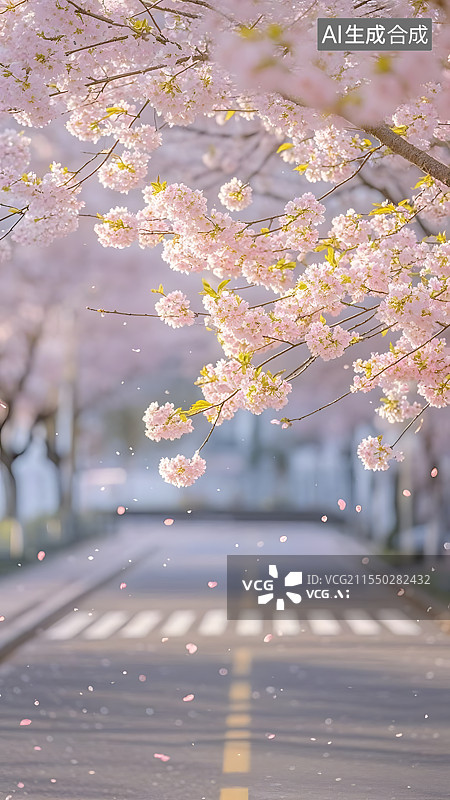 【AI数字艺术】梦幻樱花雨图片素材