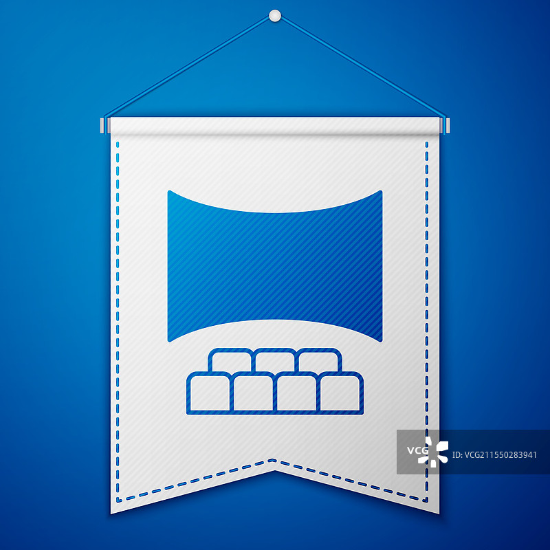 蓝色电影院礼堂与屏幕图标隔离图片素材