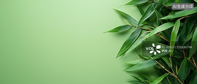 【AI数字艺术】绿色竹叶背景图片素材