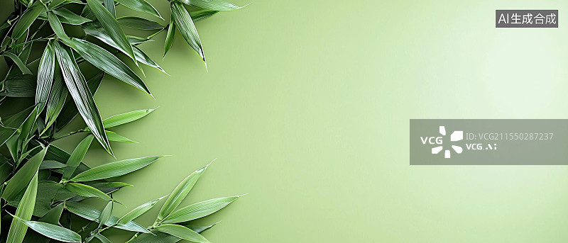 【AI数字艺术】绿色竹叶背景图片素材