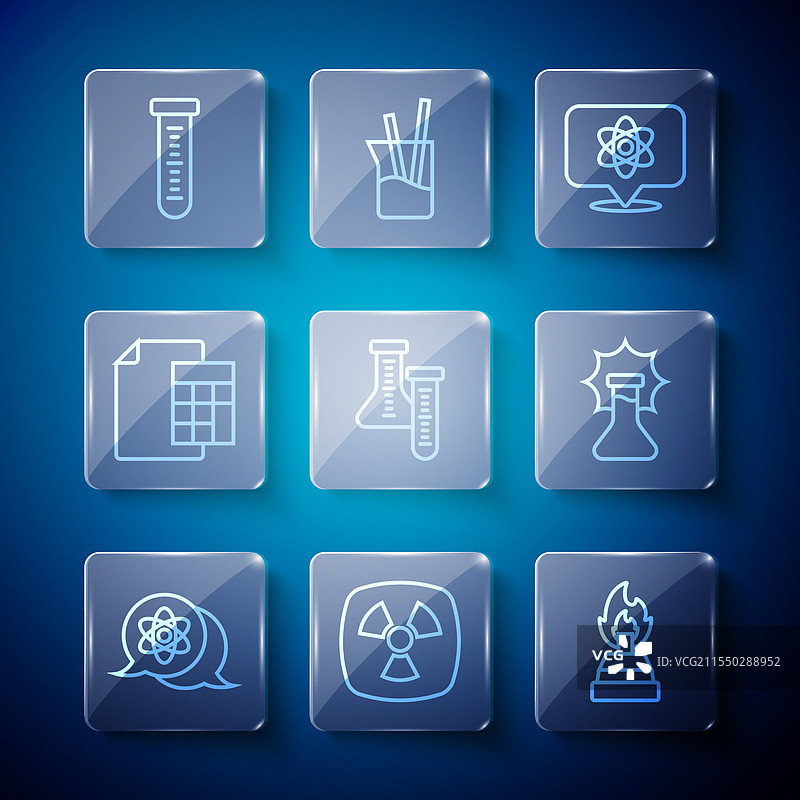 放射性酒精或烈酒的线性原子设置图片素材