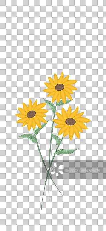 刺绣向日葵图案元素图片素材