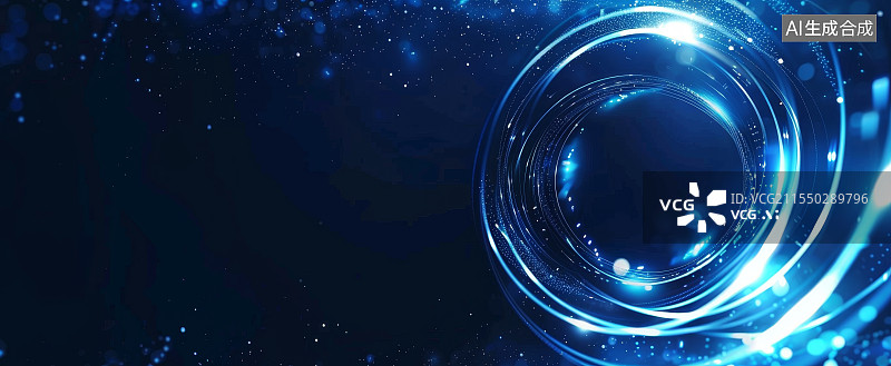 【AI数字艺术】蓝色虚拟数据传输通道图片素材