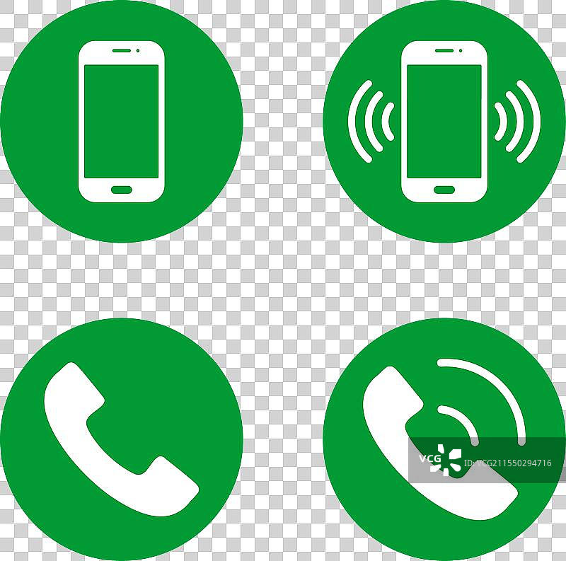 电话图标或通话图标与智能手机设备图片素材