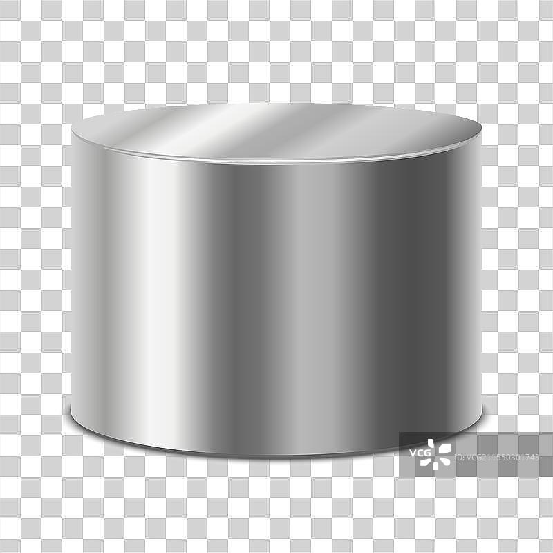 逼真的3D银色金属圆柱体图片素材