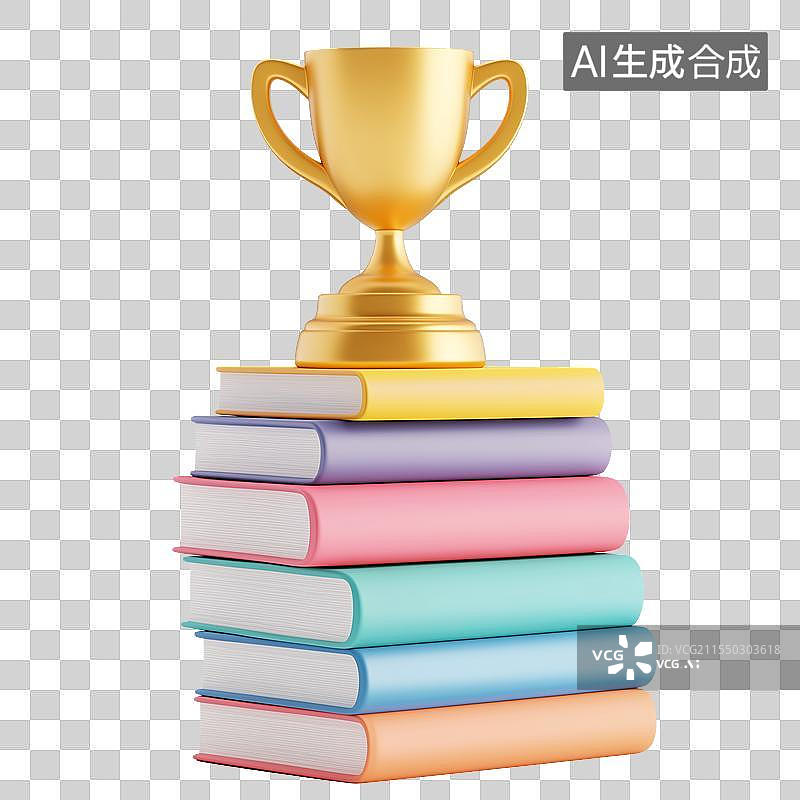 【AI数字艺术】书与奖杯图片素材