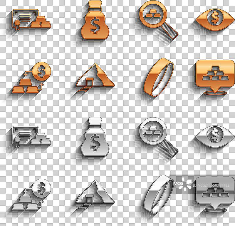 金矿眼睛与美元条的戒指交换图片素材