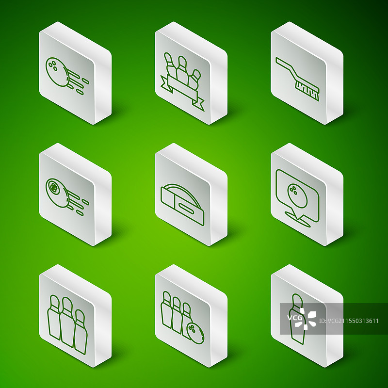 保龄球瓶和球的台球套装图片素材