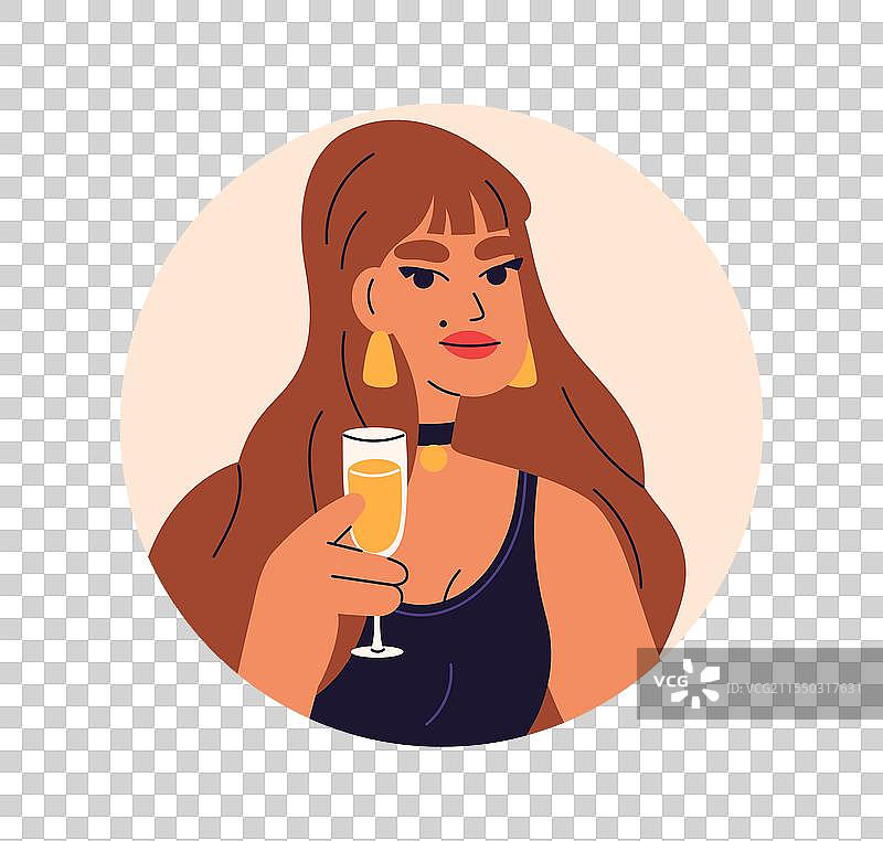 女人手持香槟杯庆祝节日图片素材