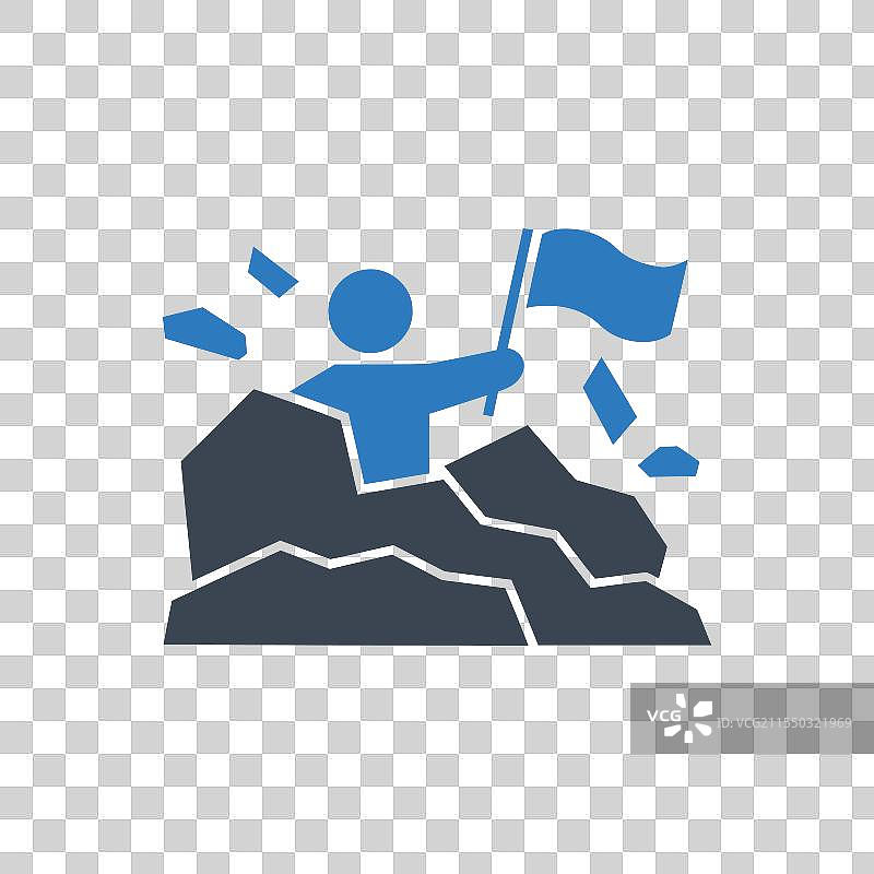 山峰顶端的胜利图标图片素材