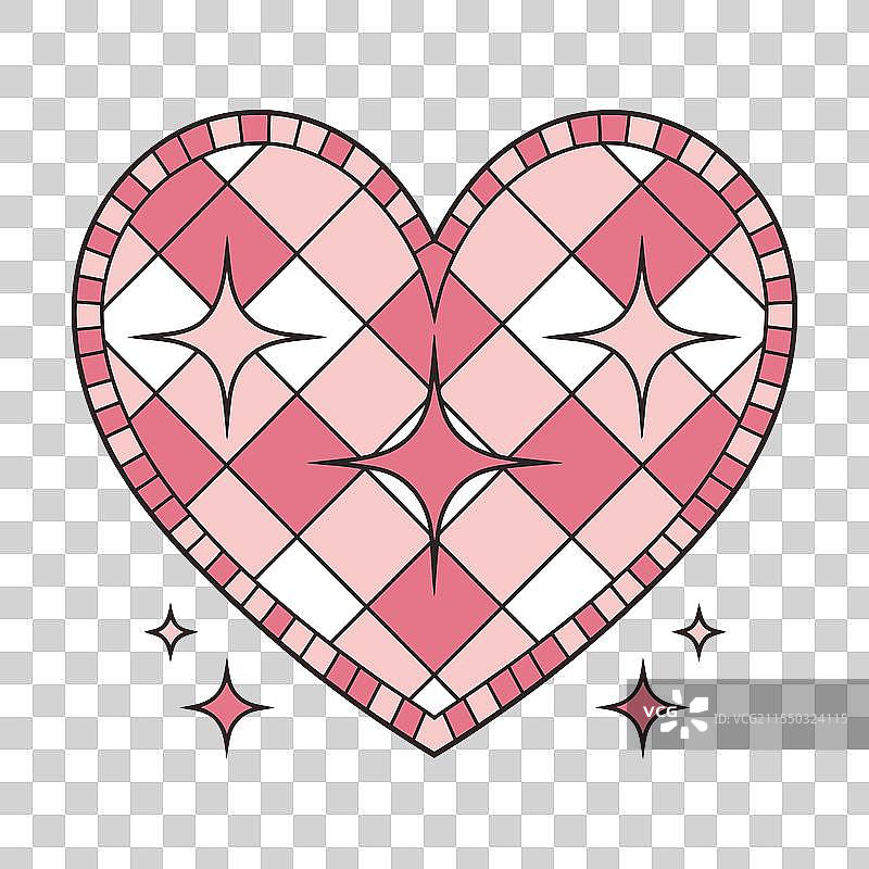 粉色闪亮的心形图案，带有几何图形设计图片素材