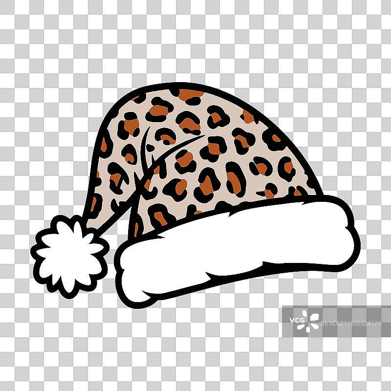 豹纹圣诞帽图片素材