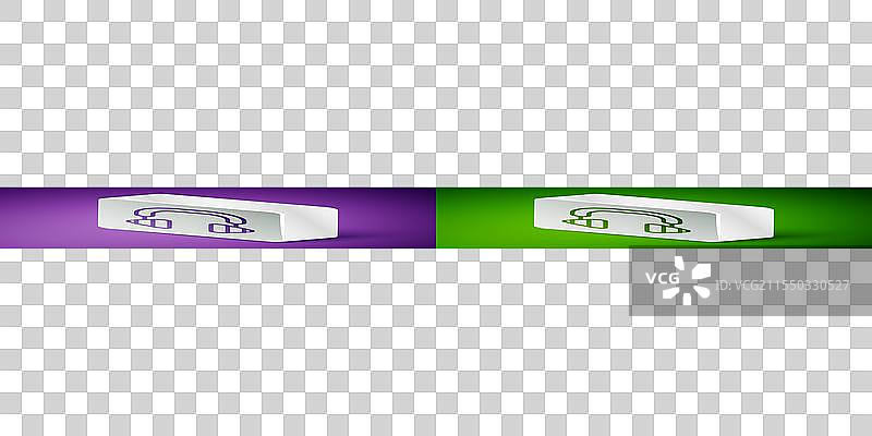 紫色背景上的等距线耳机图标图片素材