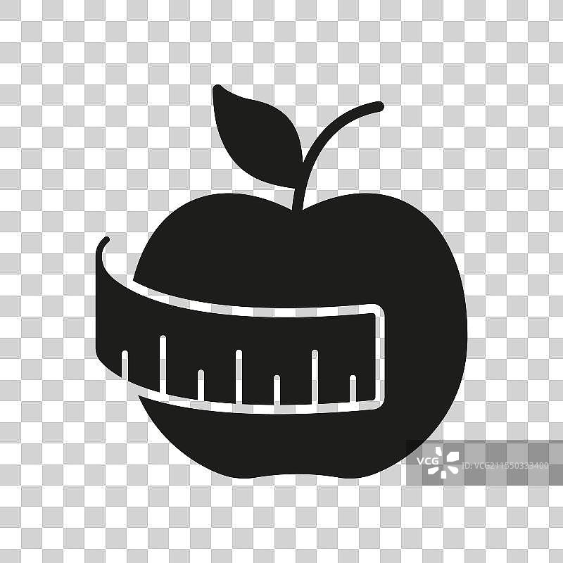 用测量带包裹的苹果轮廓图标图片素材