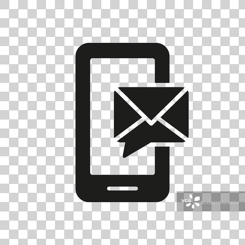 手机带有电子邮件信息的轮廓图标图片素材