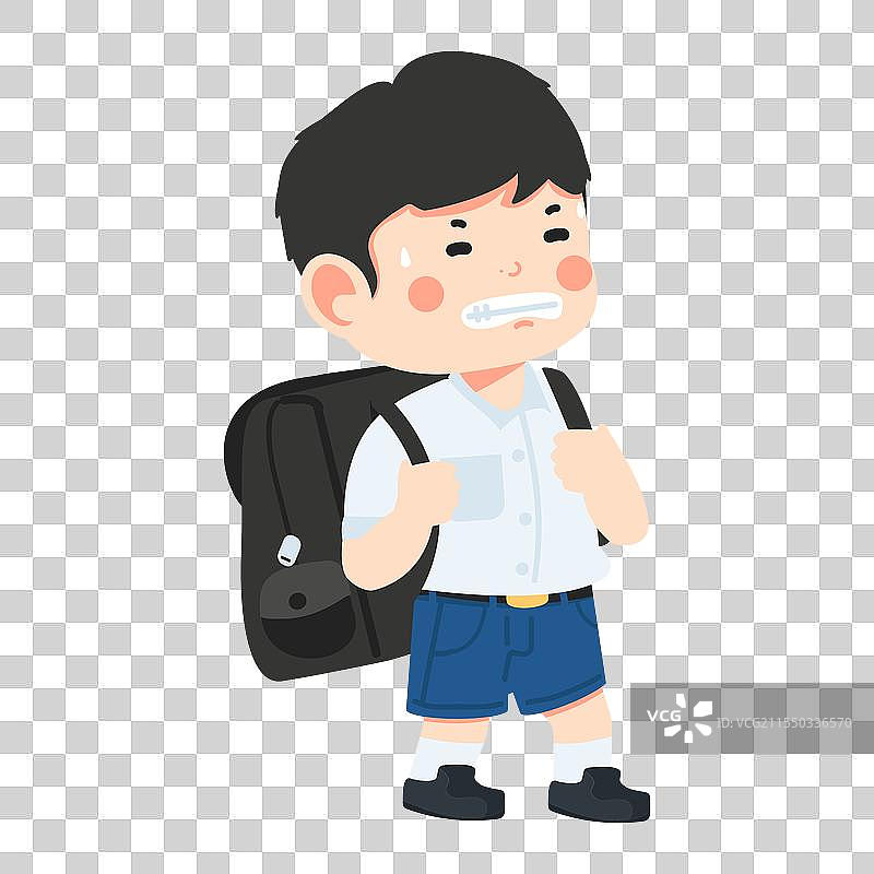 背着沉重书包的学生儿童图片素材
