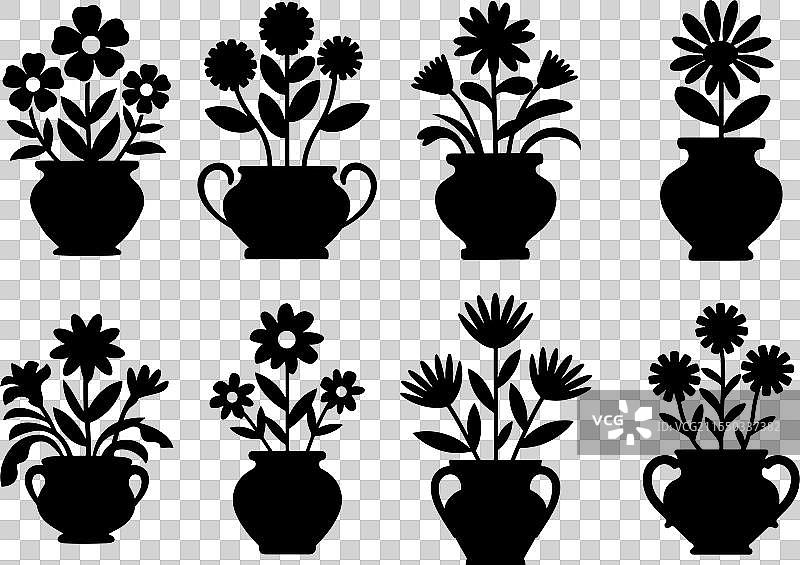 花盆剪影套装图片素材