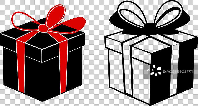 礼品盒与丝带图标集图片素材