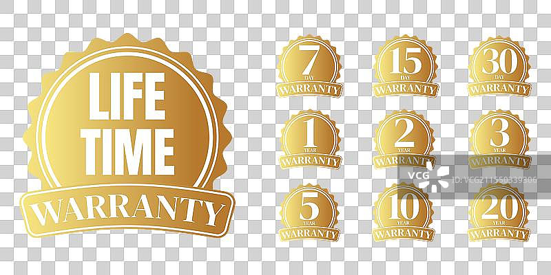 一年保修金色盾牌套装图片素材