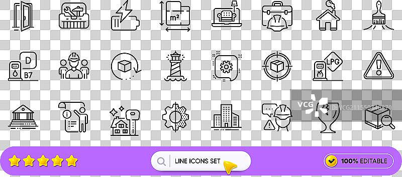 警告家庭和柴油站的线条图标图片素材