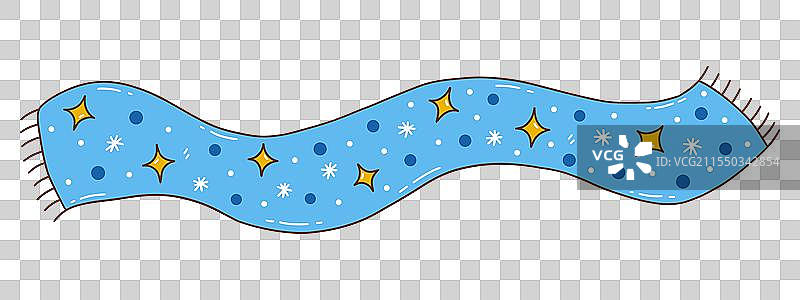 温暖的冬季蓝色围巾，上面有星星和雪花图案图片素材